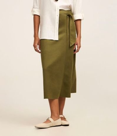 Pollera Midi en Malla Gamuza con Detalle Hebilla Lateral 4