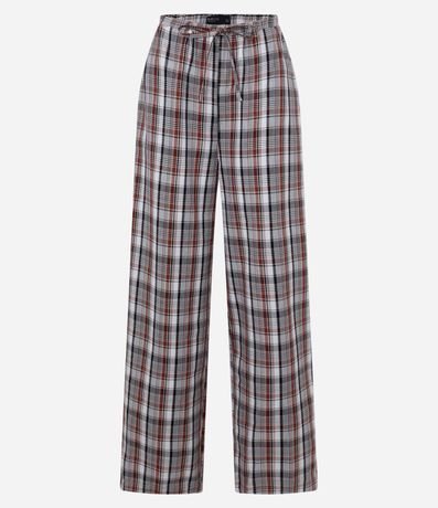 Pantalón Recto Fluída en Tricolina de Cuadros 6