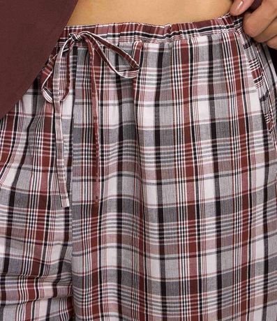 Pantalón Recto Fluída en Tricolina de Cuadros 4