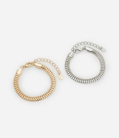 Kit 02 Pulseras en Metal con Cadena Trabajada