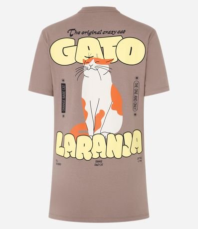 Remera Alargada en Algodón con Estampa Gato Naranja 2