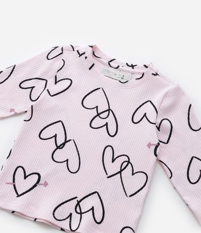 Blusa Infantil Acanalada con Estampa Corazones - Talle 1 a 6 años 5