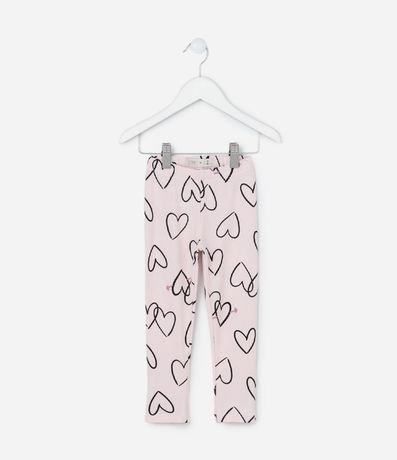 Pantalón Legging Infantil Acanalado con Estampa Corazones - Talle 1 a 6 años 1