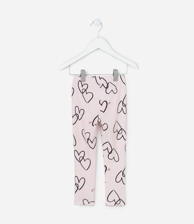 Pantalón Legging Infantil Acanalado con Estampa Corazones - Talle 1 a 6 años 2