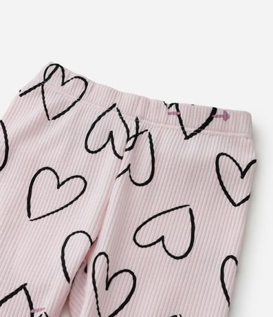 Pantalón Legging Infantil Acanalado con Estampa Corazones - Talle 1 a 6 años 4