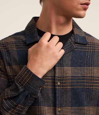 Camisa Regular en Franela con Estampado de Cuadros 3