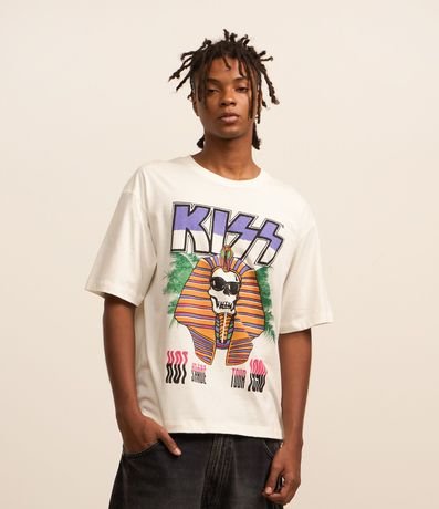 Remera Boxy en Algodón con Estampa Kiss