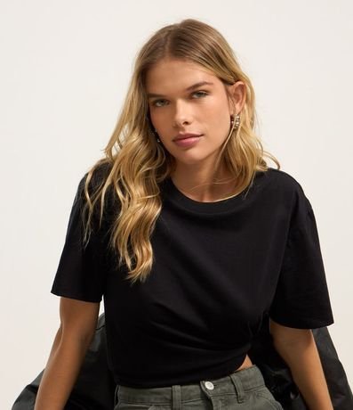Remera Regular en Algodón con Manga Corta
