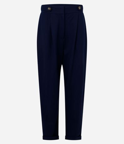 Pantalón Carrot Cintura Alta en Piquet con Cintas y Pliegues 5