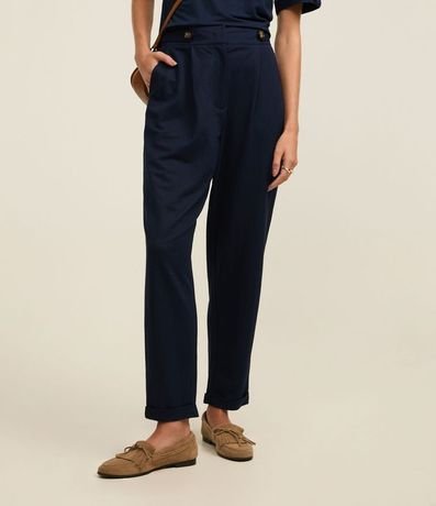 Pantalón Carrot Cintura Alta en Piquet con Cintas y Pliegues 3