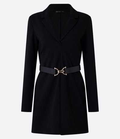 Vestido Corto en Crepé con Cinturón de Hebilla Diferenciada 5