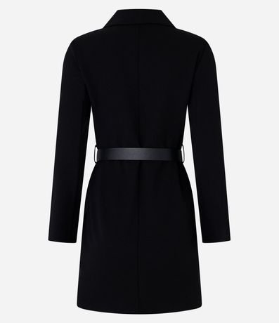 Vestido Corto en Crepé con Cinturón de Hebilla Diferenciada 6