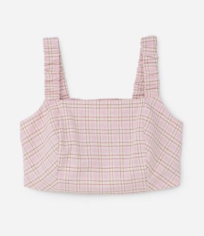 Top Cropped en Tweed de Cuadros Curve & Plus Size 5