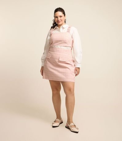 Top Cropped en Tweed de Cuadros Curve & Plus Size 2
