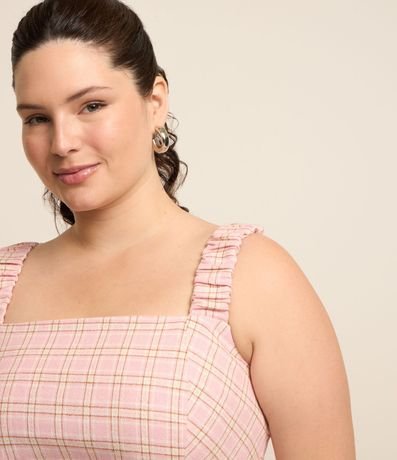 Top Cropped en Tweed de Cuadros Curve & Plus Size 4
