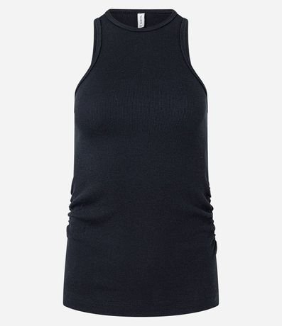 Blusa Musculosa en Rib con Drapeado Lateral 4