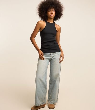 Blusa Musculosa en Rib con Drapeado Lateral 2