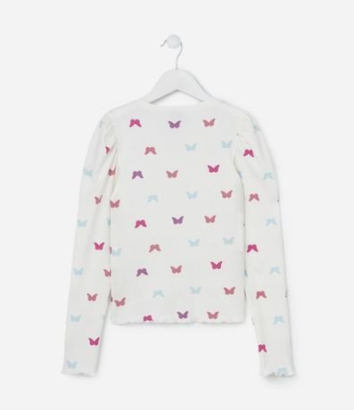 Blusa Infantil Acanalada con Manga Abullonada - Talle 5 a 14  años 2