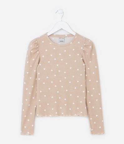 Blusa Infantil Acanalada con Manga Abullonada - Talle 5 a 14  Anos