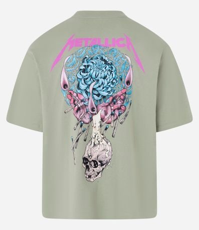 Remera Comfort en Algodón con Estampa de Calavera y Lettering Metallica 8