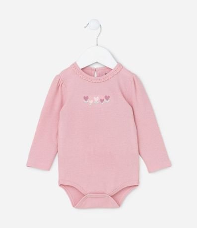 Body Infantil con Bordado Flor Corazón - Talle 0 a 18 meses