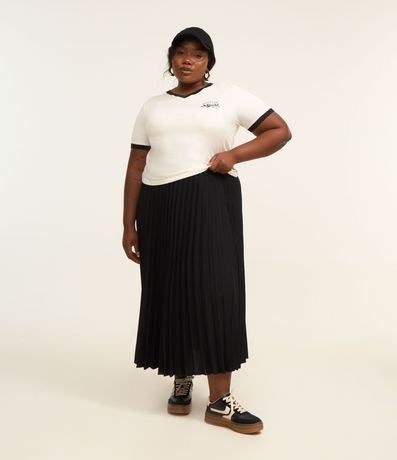 Pollera Midi Plisada con Cintura Elástica Curve & Plus Size