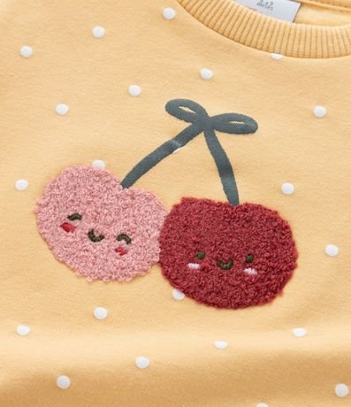 Conjunto Infantil Calentito de Lunares con Volado y Bordado de Cereza - Talle 0 a 18 meses 9