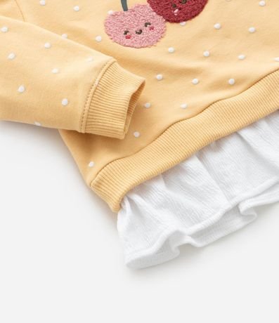 Conjunto Infantil Calentito de Lunares con Volado y Bordado de Cereza - Talle 0 a 18 meses 7