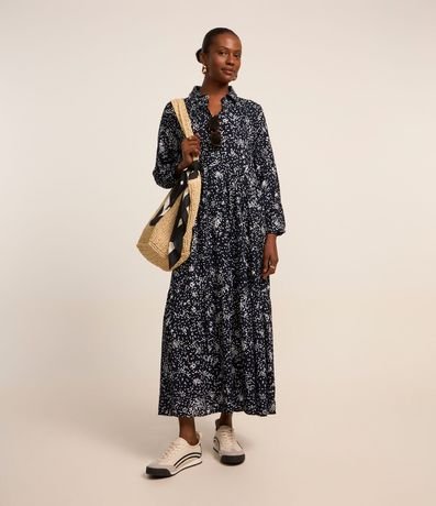 Vestido Evasé Midi en Viscosa con Estampa de Lunares Diferenciada 2