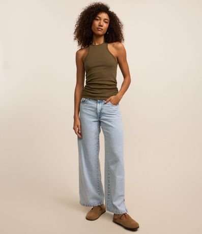 Blusa Musculosa en Rib con Drapeado Lateral 2