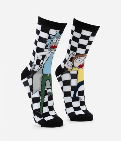 Media Caña Larga en Algodón con Estampa Rick y Morty 2