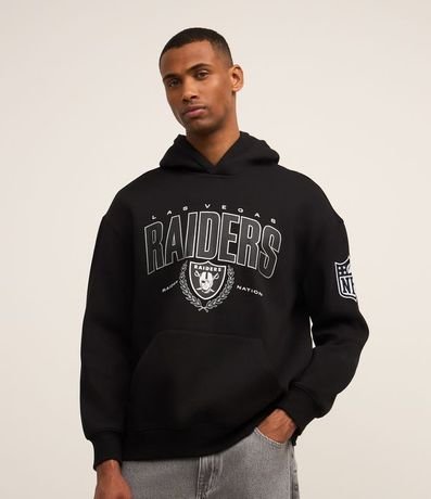 Buzo Relaxed en Fleece con Estampa NFL Raiders