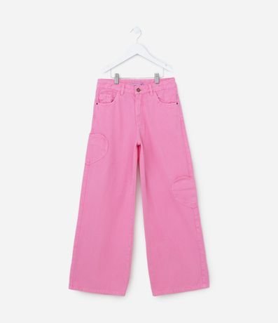 Pantalón Wide Leg Infantil con Bolsillos Corazón - Talle 5 a 14 años 1