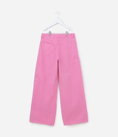 Pantalón Wide Leg Infantil con Bolsillos Corazón - Talle 5 a 14 años 2