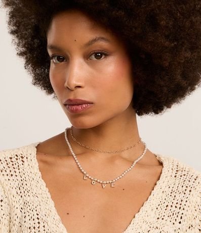 Collar Capas en Metal con Modelos Diversos y Colgante Love