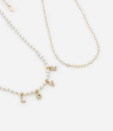 Collar Capas en Metal con Modelos Diversos y Colgante Love 2