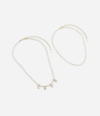 Collar Capas en Metal con Modelos Diversos y Colgante Love 3