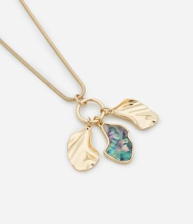 Collar Mediano con Colgante Pétalos y Detalle Abulón 2