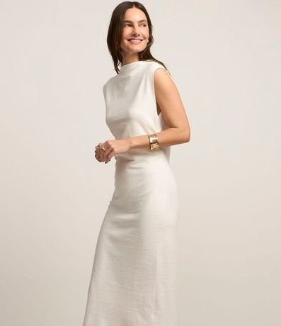 Vestido Midi Texturizado con Drapeado Lateral