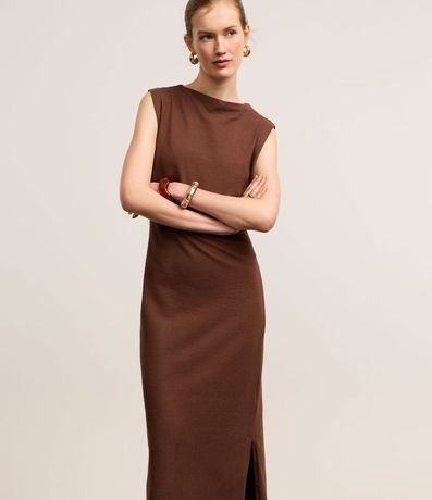 Vestido Midi Texturizado con Drapeado Lateral 2