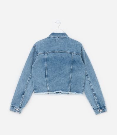 Campera Corta Infantil en Jean con Brillos Aplicados - Talle 5 a 14 años 2