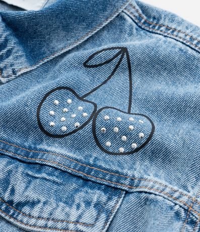 Campera Corta Infantil en Jean con Brillos Aplicados - Talle 5 a 14 años 5