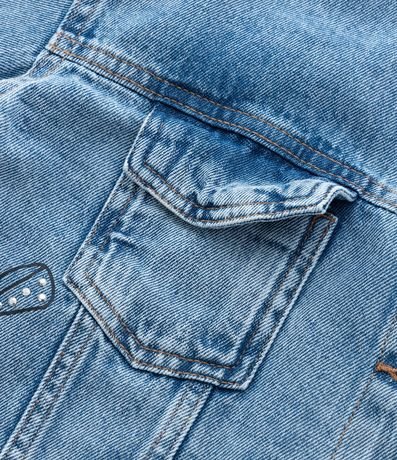 Campera Corta Infantil en Jean con Brillos Aplicados - Talle 5 a 14 años 6