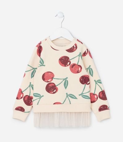 Conjunto en Algodón con Estampa de Cerezas y Volado de Tul - Talle 1 a 5/6 años 2