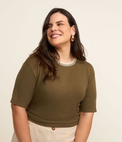 Blusa en Viscosa con Cuello de Punto Curve & Plus Size