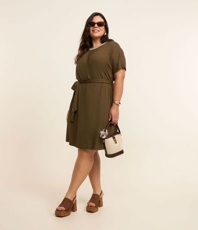Vestido corto en Crepé con Cuello de Punto Curve & Plus Size