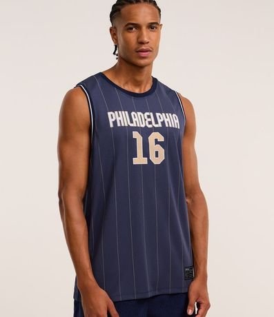 Musculosa de Baloncesto en Tecnología Seca con Filadelfia y Rayas