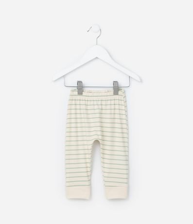 Pantalón Infantil Rayado con Estampa de Osito - Talle 0 a 18 meses