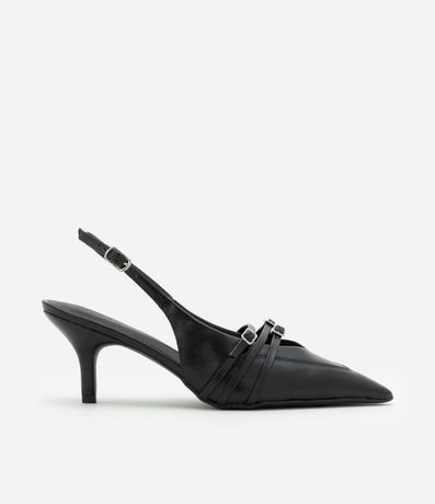 Zapato Tacones en PU Slingback con Multi Hebillas