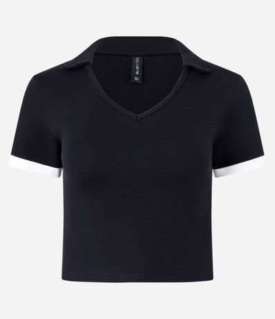 Blusa en Algodón con Cuello Polo y Detalle en la Manga 4